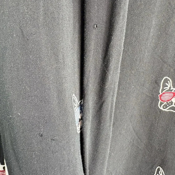 Torrid Womens Size 2 French Bulldogs Button Down Black‎ Short Sleeve Blouse - Picture 7 of 8